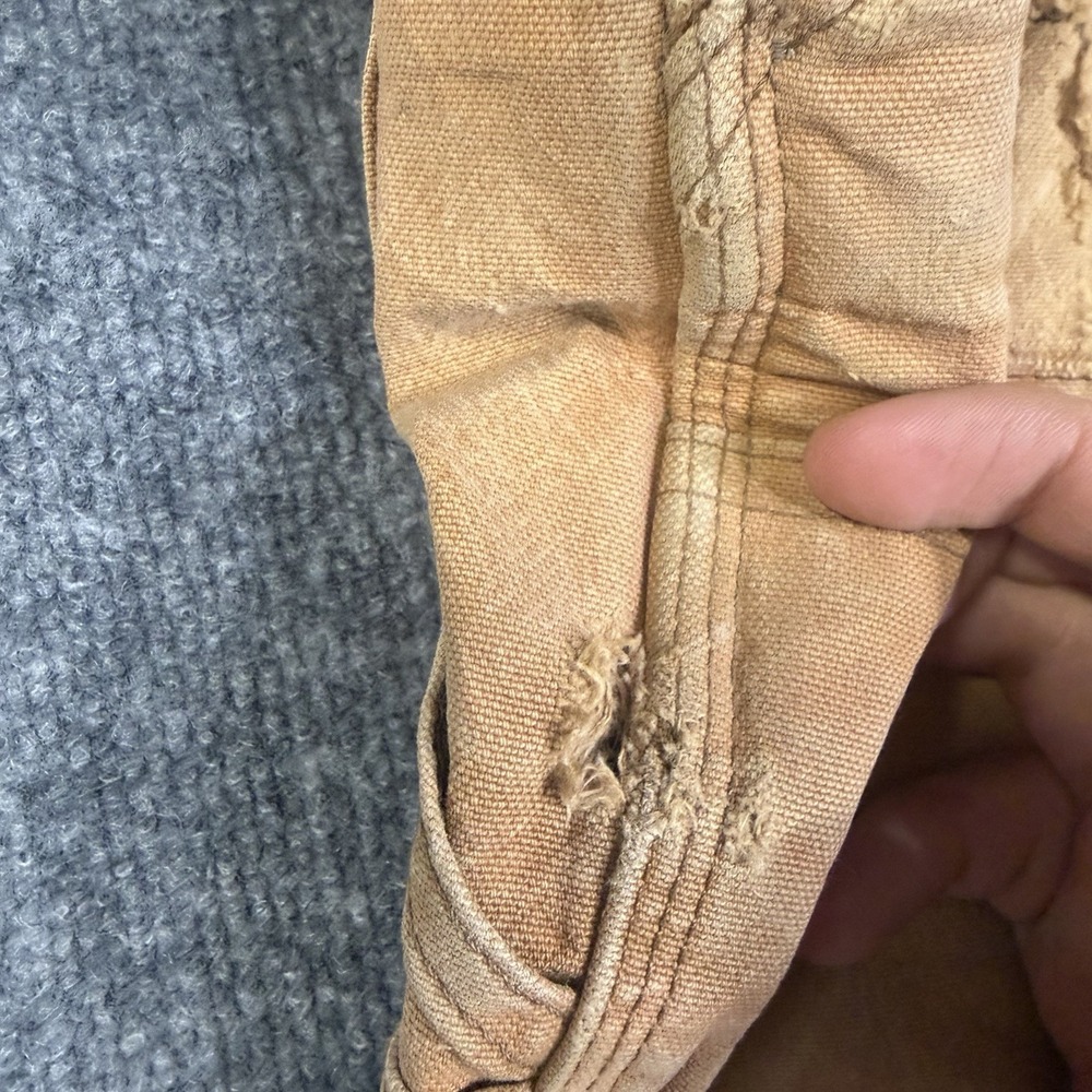 Carhartt Dungaree Pants Men 31x34 Brown Double Knee Canvas Utility Carpenter - Picture 12 of 16